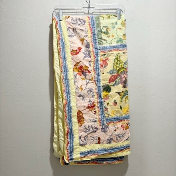 HANDPRINT NEIMAN MARCUS Multicolor Patchwork Farmhouse Tablecloth 56”X58” India - Picture 5 of 8